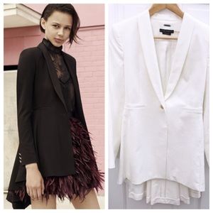 Alice + Olivia Leo Shawl-Collar High-Low Long Blazer